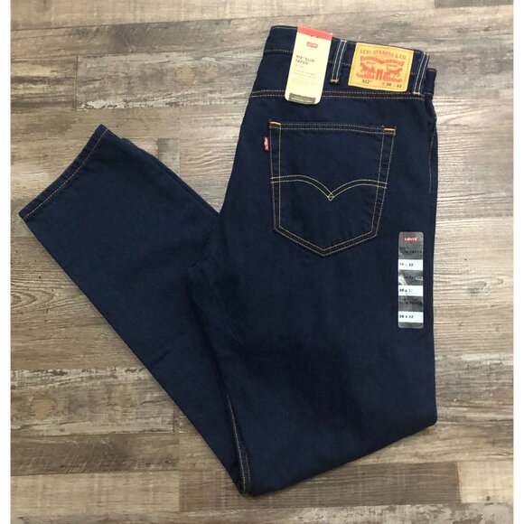 Levi's 512 Slim Taper Mens 38x32 Dark Wash Blue Jeans New with Tags - Picture 1 of 6